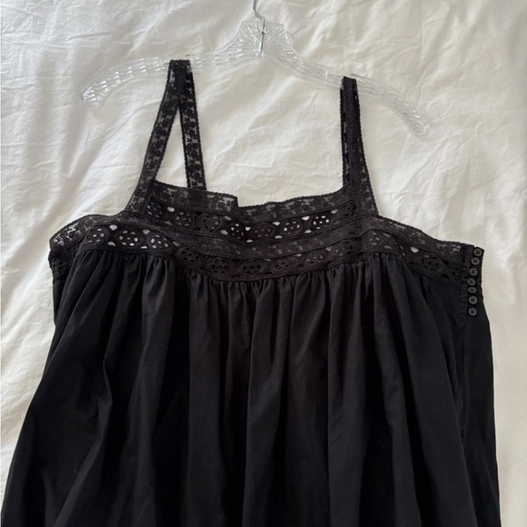 J. Crew black Eyelet trim Tank Cotton Poplin flouncy maxi Athena dress size XL - Picture 4 of 8